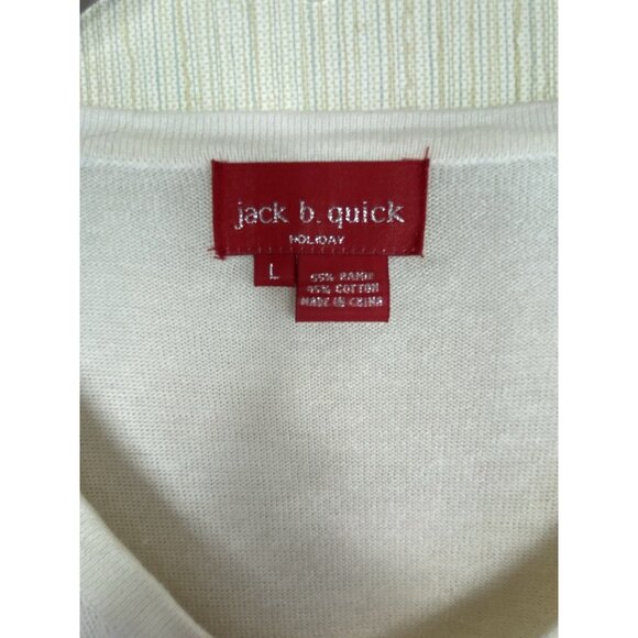 Jack B. Quick Holiday Beaded Poinsettia Appliqued Christmas Sweater Womens L - Picture 6 of 10